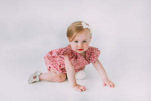 Infant Girl's Mauve and White Ditsy Floral Bubble Romper