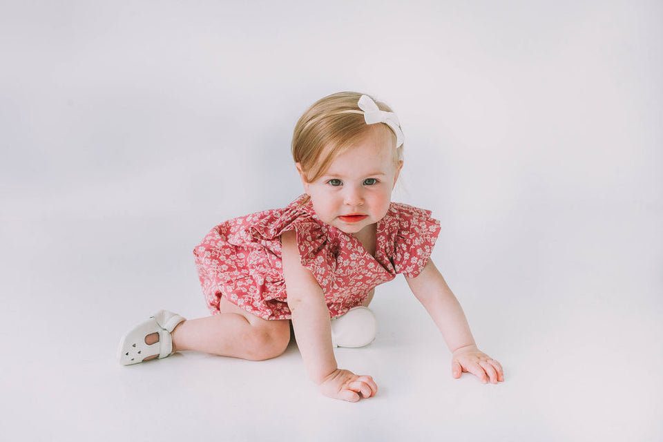 Infant Girl's Mauve and White Ditsy Floral Bubble Romper – cuteheads