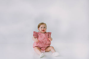 Infant Girl's Mauve and White Ditsy Floral Bubble Romper