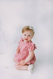 Infant Girl's Mauve and White Ditsy Floral Bubble Romper