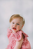 Infant Girl's Mauve and White Ditsy Floral Bubble Romper