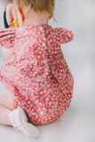 Infant Girl's Mauve and White Ditsy Floral Bubble Romper