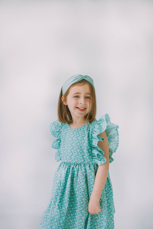 mint turquoise daisy print pinafore twirl dress