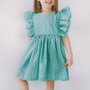 mint turquoise daisy print pinafore twirl dress