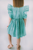 Little Girl's Turquoise Daisy Pinafore Twirl Dress