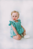 Infant Girl's Turquoise Daisy Bubble Romper