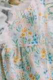 Little Girl's Orange Blue and Green Botanical Floral Pinafore Dress