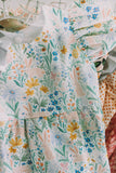 Little Girl's Orange Blue and Green Botanical Floral Pinafore Dress