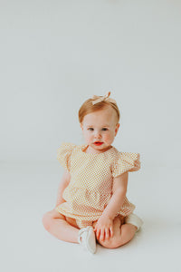 Infant Girl's Yellow Polka Dot Bubble Romper