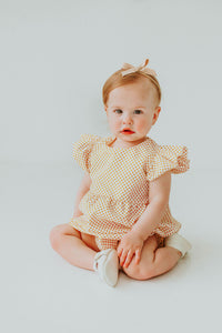 Infant Girl's Yellow Polka Dot Bubble Romper