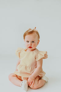 Infant Girl's Yellow Polka Dot Bubble Romper