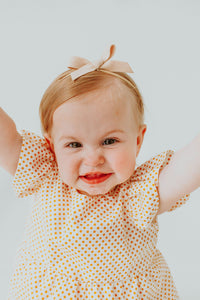 Infant Girl's Yellow Polka Dot Bubble Romper