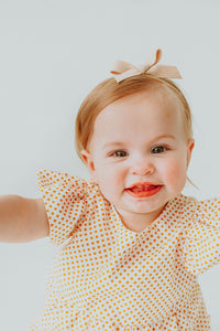 Infant Girl's Yellow Polka Dot Bubble Romper