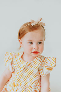 Infant Girl's Yellow Polka Dot Bubble Romper
