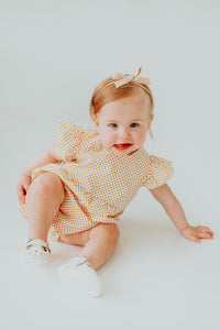 Infant Girl's Yellow Polka Dot Bubble Romper