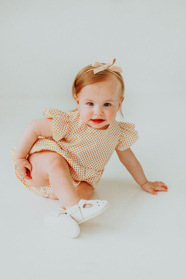 Infant Girl's Yellow Polka Dot Bubble Romper