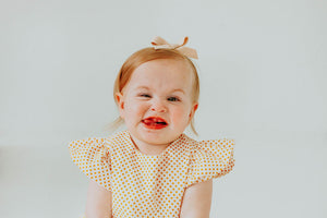 Infant Girl's Yellow Polka Dot Bubble Romper