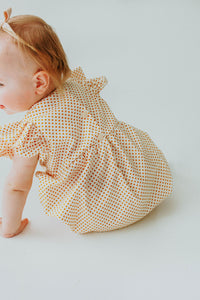 Infant Girl's Yellow Polka Dot Bubble Romper