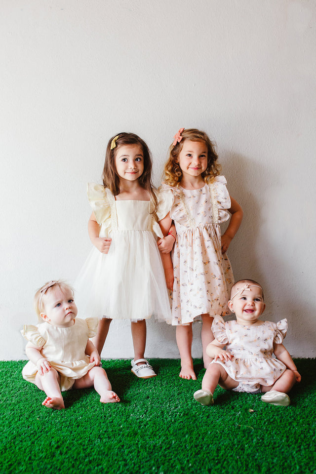Little Girl's Ivory Boho Flutter Sleeve Tulle Special Occasion Twirl Dress