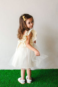 little girls ivory boho tulle flutter sleeve party dress