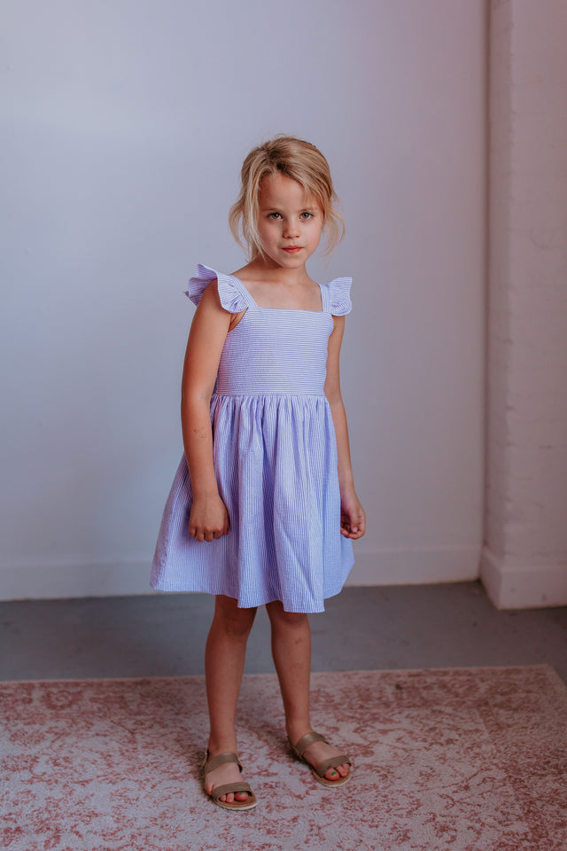 purple cotton seersucker dress