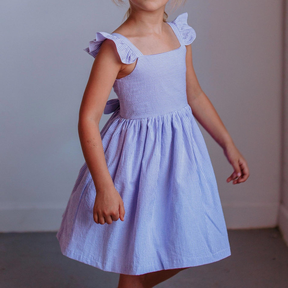 purple seersucker dress