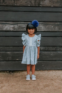 little girls blue ruffle pinafore easter dress