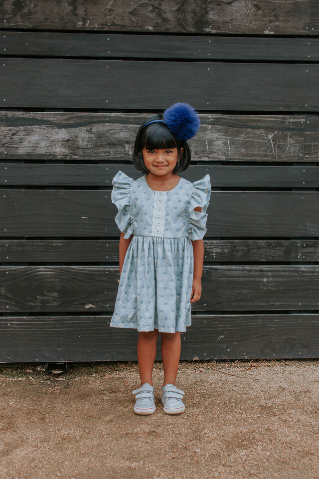 little girls blue ruffle pinafore easter dress