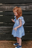 little girls blue and white floral easter dress