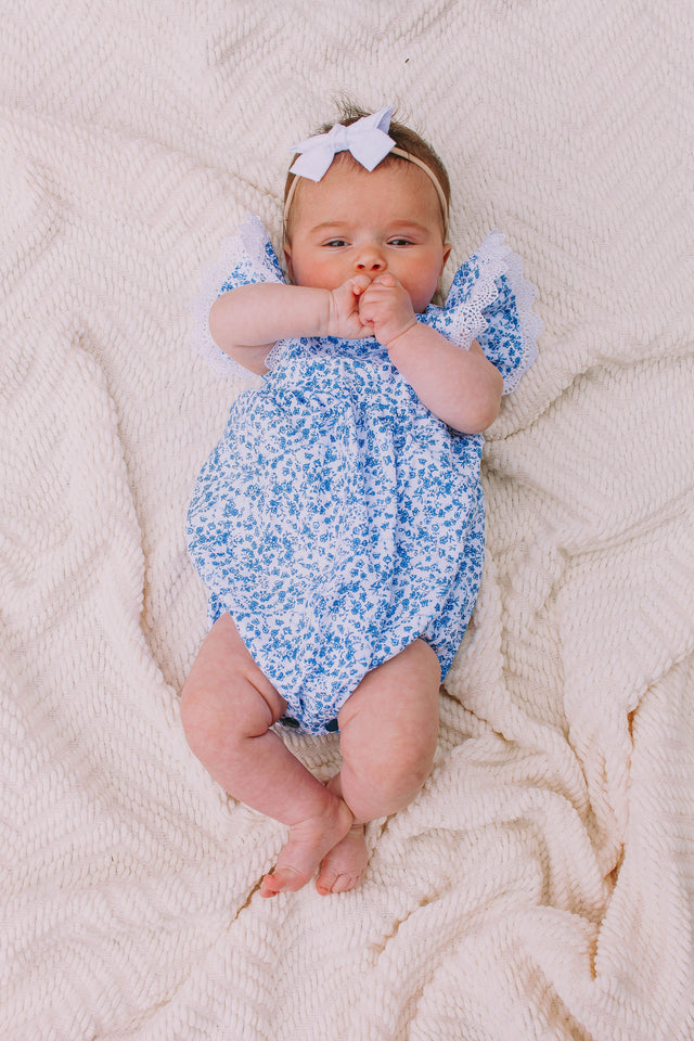 infant girls blue and white spring outfits