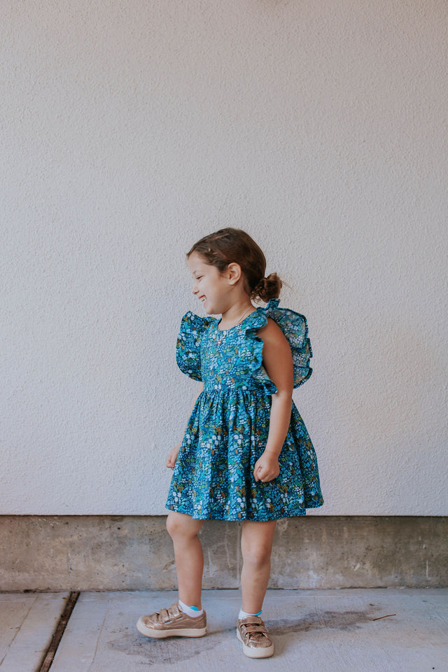 blue floral tea party dress