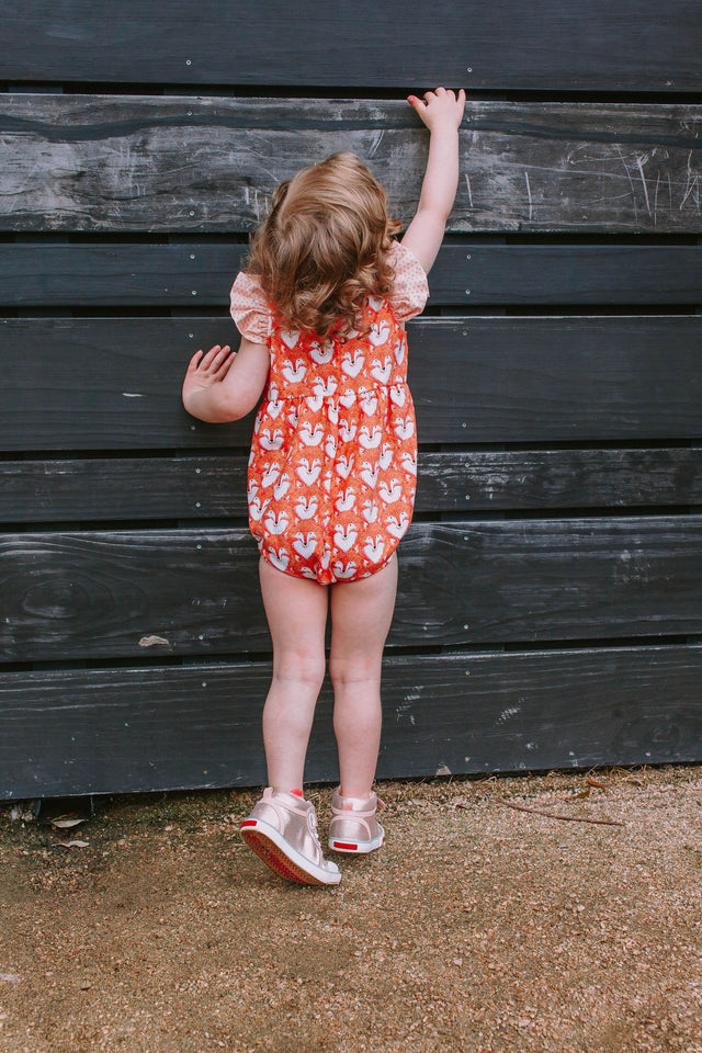 Infant Girl's Woodland Fox Print Print Bubble Romper