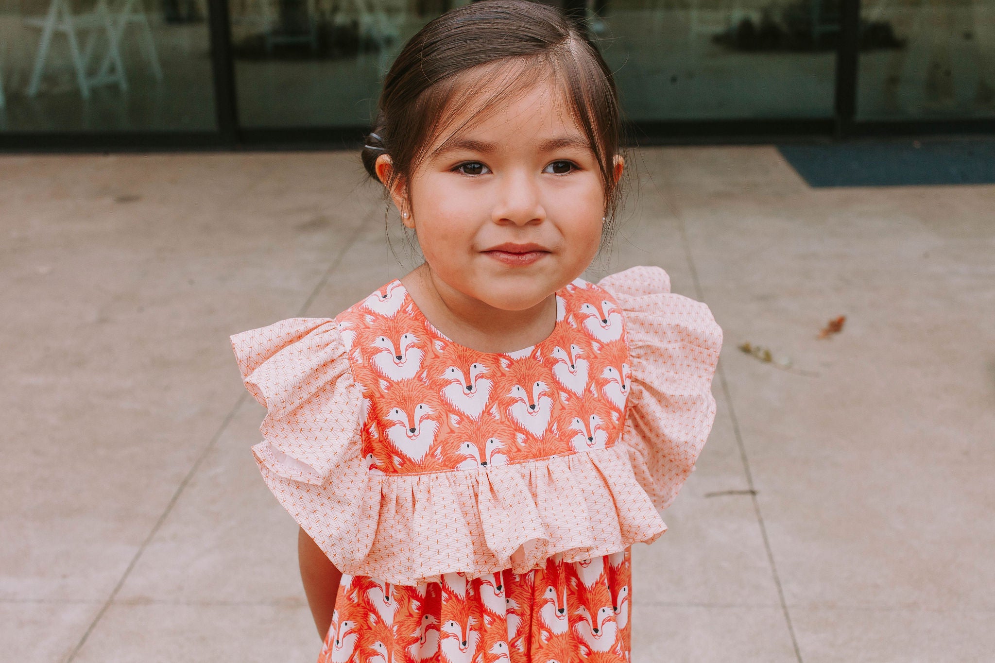 Beautiful Kid Girl Ruffle Collar Floral Romper
