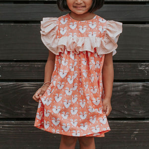 Little girls fox print dress