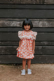 Little Girl's Woodland Fox Print Cotton Ruffle Collar Shift Dress