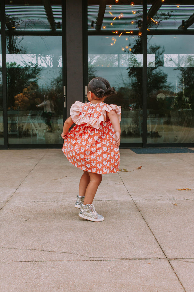 little girls fox dress ruffle collar