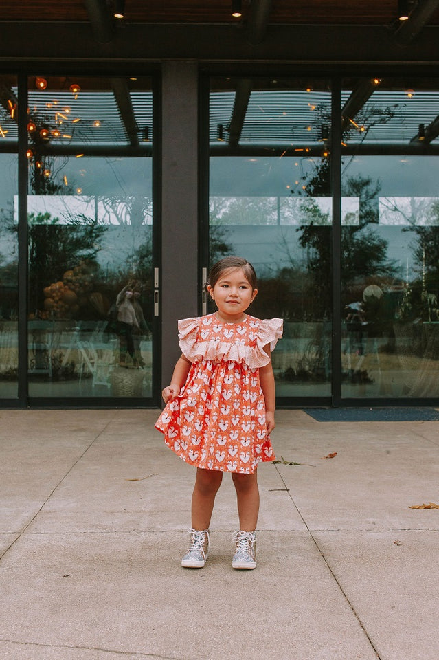little girls fox dress ruffle collar