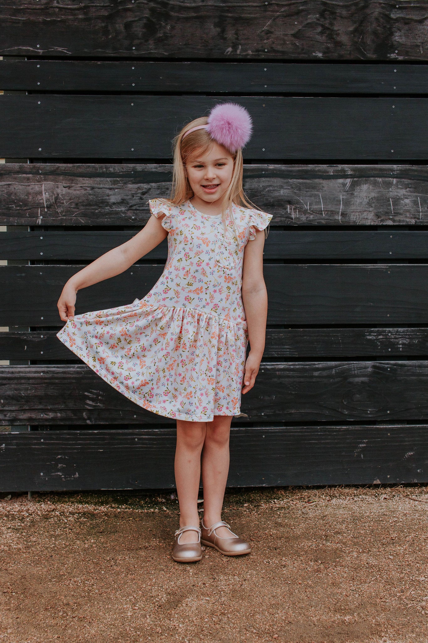 cuteheads Little Girl s Ivory Floral Jersey Three Pocket Dress 2T Turquoise