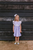 Little Girl's Lavender and Calico Floral Cotton Pinafore Dress