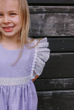 Little Girl's Lavender and Calico Floral Cotton Pinafore Dress