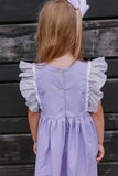 Little Girl's Lavender and Calico Floral Cotton Pinafore Dress