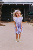 Little Girl's Lavender and Calico Floral Cotton Pinafore Dress