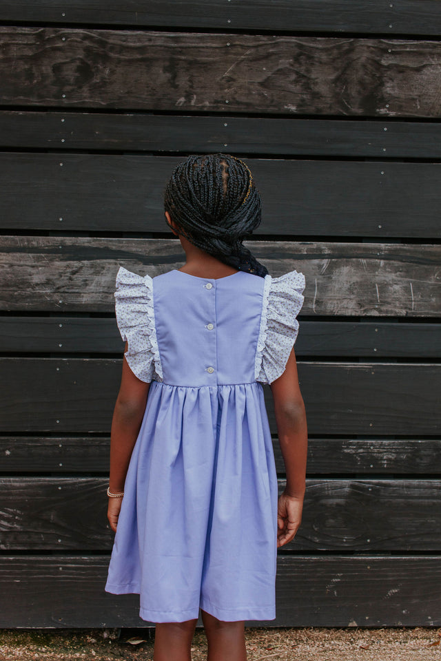 purple ditsy floral cotton dress