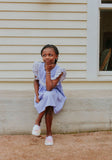 Little Girl's Lavender and Calico Floral Cotton Pinafore Dress