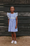 Infant Girl's Lavender Cotton and Calico Floral Bubble Romper with Crochet Lace Trim
