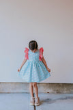 Little Girl's Aqua and Pink Sushi Print Dress