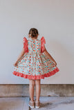little girls red gingham and flower dress