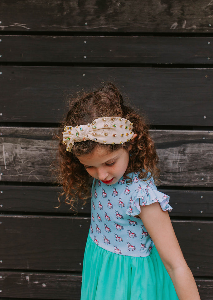 Dress with unicorn top print