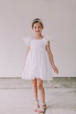little girls white lace flower girl dress