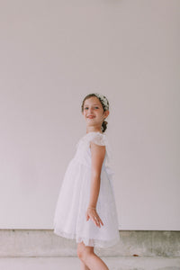 little girls white lace flower girl dress